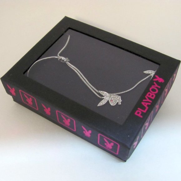 Playboy Y Necklace Bunny Charms Swarovski Crystals - Picture 2 of 10